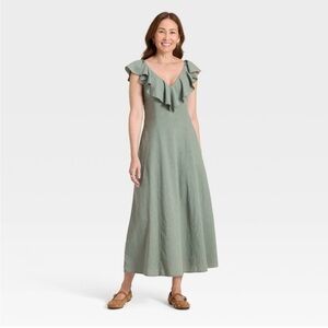 Universal Thread Sage Ruffle Maxi Dress